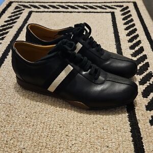 Bally Black Sneakers with White Stripe